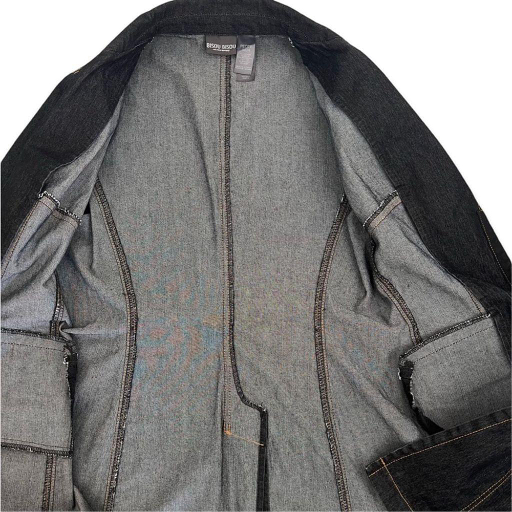 Bisou Bisou Y2K Petite S Dark Wash Denim Blazer Longline Jacket - Picture 7 of 11